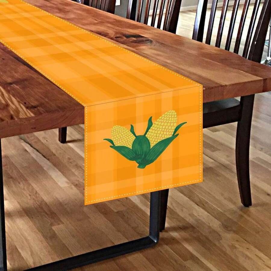 Exclusive Printed Table Runner Fabric Table Setting 1.35m X 0.35m - June Festival Corn - View 1