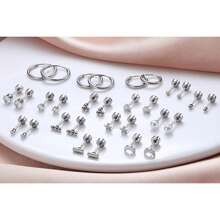 30pcs 18K Gold Plated Hypoallergenic Flat Back Stud Earrings Set, Small Stainless Steel Screw Back Earrings For Women