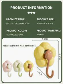 1/3/61PCS Flower-Shaped Suction Cup Hooks, No Need To Punch Holes, Strong Adhesion, Household Bathroom Door Hooks Vacuum Traceless Hooks Bathroom Storage, Strong Load-Bearing Door Traceless Clothes Hooks Bathroom Towel Hooks