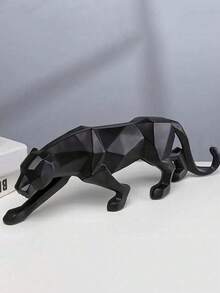 Black & White Leopard Statue, Leopard Sculpture, Large Animal Statue, Abstract Geometric Style Resin Indoor Decor Gift - Multicolor - View 7