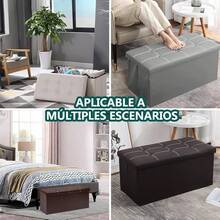 Otomana Taburete Plegable Banco de Almacenamiento - Reposapiés de Piel Sintética para Salon con Relleno, Sofa Impermeable, Baúl de Almacenamiento Multifuncional, con Espacio 110 L (Marrón) - Marrón - Ver 8