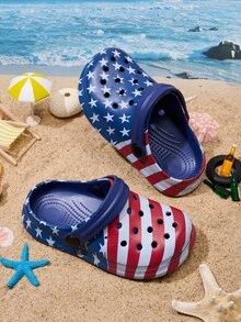 1 Pair Boys' Comfortable Fashionable Casual Cool Star Print Lightweight Breathable Cartoon Outdoor Indoor Sandals, Suitable For All Seasons - Navy Blue - View 6