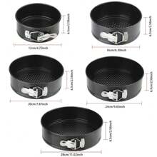 1 pezzo Stampo a cerniera in acciaio al carbonio antiaderente da 12/16/20/24/28 cm, stampo rotondo per torte con fondo removibile, per uso domestico, panificio e cucina