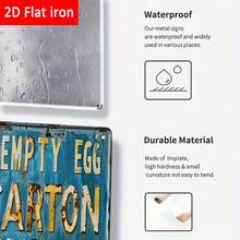 1PC Tin Sign 2D Flat, Empty Egg Carton Drop Box, Funny Farm Sign, Vintage Style, 8x12 Inches/ 20x30 Cm - 彩色 - 查看 8