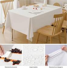 10pcs Manteles Desechables para Mesa Redondos,84 Pulgadas,Mantel para Mesa de Banquetes, Eventos y hogar,Tablón,Mantel de PEVA, Impermeable, Resistente al Desgaste (Negro, 213cm Redondo) - Blanco - Ver 7