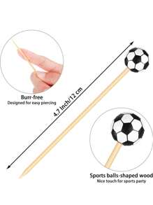 50 pièces Cure-dents de football, piques à cocktail en bambou pour les apéritifs, la garniture des desserts, des fruits, des charcuteries, des sandwichs et des hamburgers. Brochettes décoratives pour mariage, fête et fournitures scolaires.