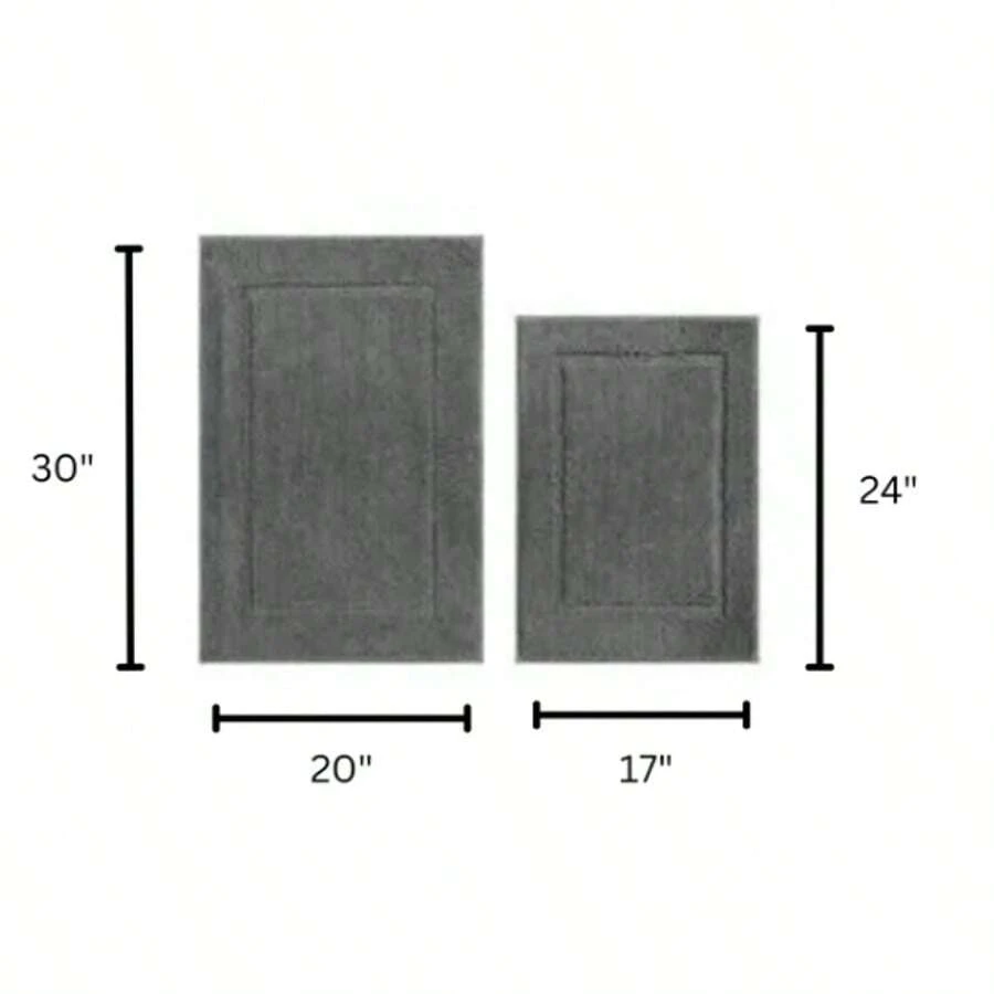 Soft Touch Cream Polyester Tufted 2-Piece Bath Rug Set, 20" X 30" & 17" X 24" - Beige - View 1