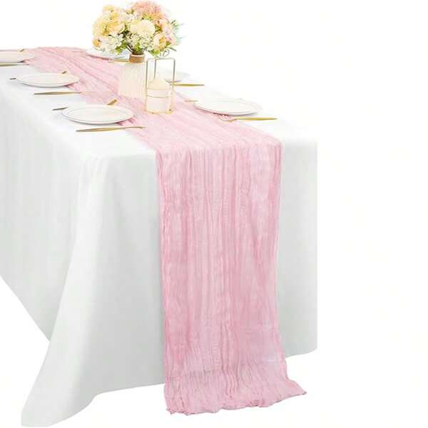 1pc Cheese Cloth Tablecloth, Boho Chic Sheer Fabric Table Scarf Vintage Rustic Runner For Wedding Party Bridal Shower Decor