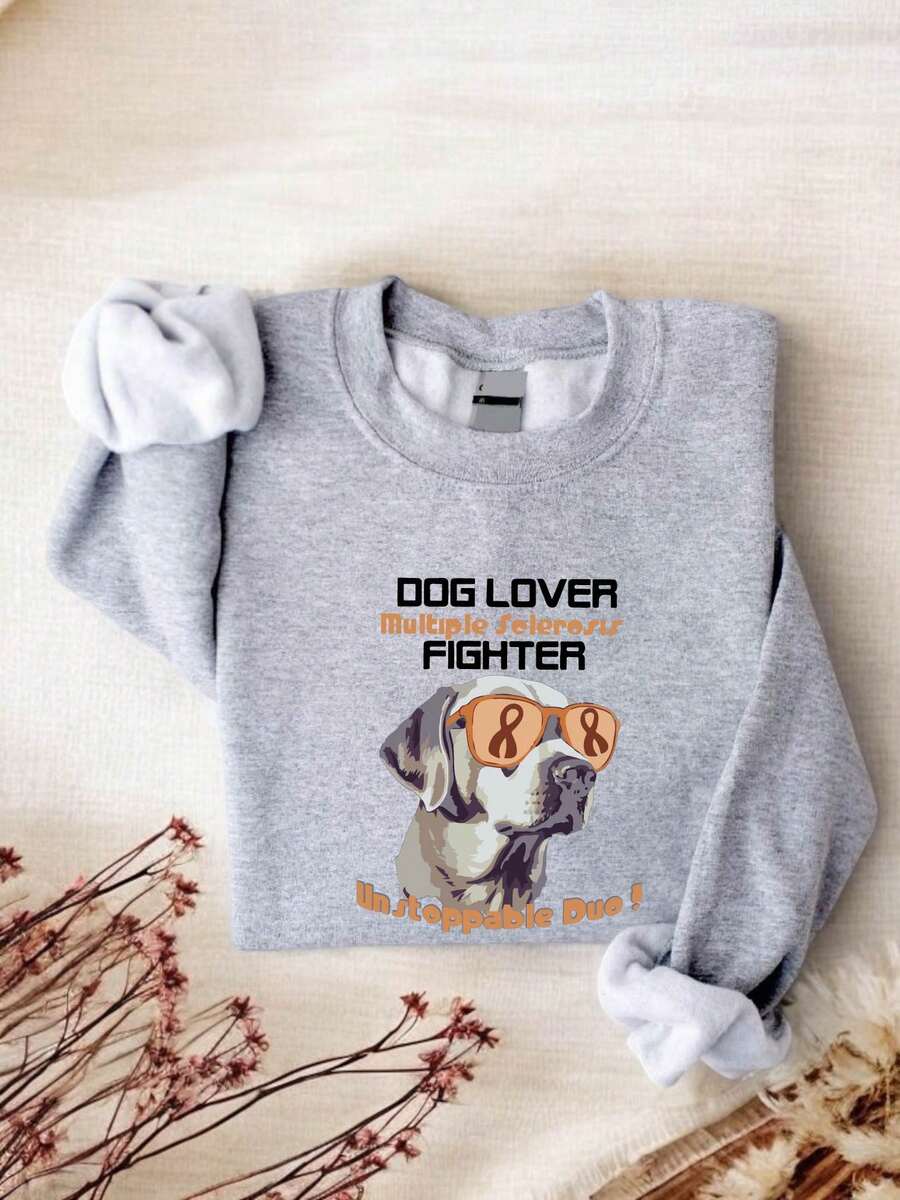 Dog Lover Sweatshirt, Multiple Sclerosis Crewneck Sweatshirt, Unstoppable Duo Long Sleeve Sweater, Hidden Disability Sweatshirt TT2076 - Grey - View 1