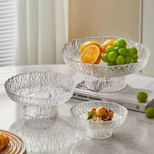 1个锤纹玻璃水果/零食托盘，家居客厅糖果碟，干果盘，创意零食拼盘 - 無色 - 查看 8
