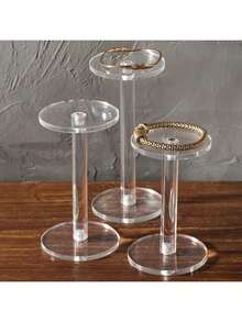 3pcs Acrylic Jewelry Display Stand, Transparent Necklace, Bracelet, Watch Holder Display Rack Back To School - Clear - View 2