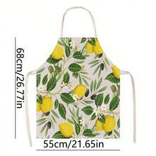 1pc Fresh Lemon Pattern Apron, Sleeveless Polyester Kitchen Apron With Adjustable Strap For Home Cleaning And Cooking, Fashionable Household Kitchenwear, Easy To Clean - Multicolor - View 9