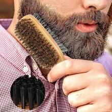 Boar Bristle Beard Brush, Double-Sided, Soft Nylon Bristles, Men's And Women's Hair Restoring Shine, For Short Curly Dry Hair, Gentle For Facial Hair Care, Warp Resistant Body