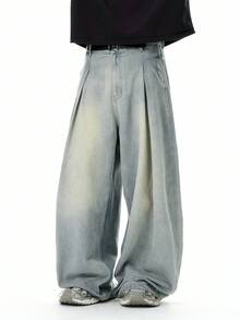 INFLATION Loose Fit Washed Denim Wide Leg Jeans For Men, American Street Style Spring/Summer New Arrivals