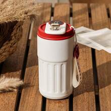 1pc 15.2oz/450ml Coffee Insulation Cup With Rope Cup 450ML Stainless Steel Accompanying Cup Portable Smart Coffee Cup Back To School