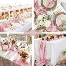 1 pieza Mantel de gasa de queso, echarpe de mesa de tejido vaporoso estilo bohemio chic, decoración vintage rústica para boda, fiesta, ducha nupcial