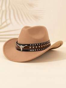 Mũ cao bồi miền Tây, Cao bồi, Mũ cho phụ nữ, Mũ cho nam giới, Có trang trí thắt lưng đầu bò bạc có thể tháo rời, Thích hợp để mặc thường ngày, Hàng ngày và ngày lễ, Tiệc cao bồi miền Tây, - Nhiều màu - Xem 5