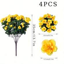 4 Realistic Artificial Flowers - UV Resistant Fabric Bouquet, Suitable For Indoor And Outdoor Decoration, Perfect For Potted Plants, Porch, Terrace, Balcony, Garden, Courtyard - No Container Required, Artificial Outdoor Flowers
