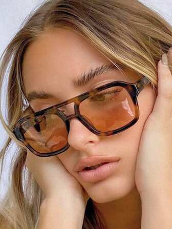 1 Pair Unisex Retro Pilot Frame Leopard Print Bohemian Style Fashion Sunglasses, Suitable For Family Outings, Travel, Holiday Outfits, Sports Style, Driving, Beach, Electronic Music Festivals, Outdoor Wear, Summer Accessories, Vacation, UV Protection, Golf, Hiking, Elegant Dress, Street Style, Sports, Parties, Fishing, Outdoor Activities, Sun Protection, Vacation Shade Going Out Outfit Outdoor Beach Seaside Vacation And Gift For Family And Friends