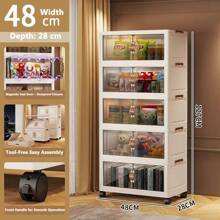 5/4/3/2/1 Layer Clothes Storage Box, Home Closet Organizer Folding Plastic Container Cabinet With Door, Large Capacity For Women Storage Organizer Travel Essentials Back To School