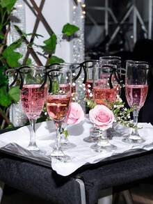 10 PIEZAS Etiquetas para vasos de fiesta con decoración de moños negros, etiquetas para bebidas de acrílico con moño para decoraciones de fiesta, boda, regalos, cumpleaños, graduación - Negro - Ver 6