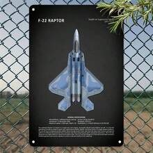 1PC F-22 Raptor Aircraft Tin Sign, Stealth Fighter Jet, Bright Neon Lights, High-Quality Metal, Modern Style, Futuristic Aviation Decor, Military Wall Art, Perfect For Aviation Room, Office, Game Room, 8x12 Inches / 20x30 Cm - 彩色 - 查看 10