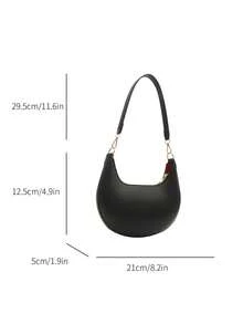 Fashionable Retro Niche Underarm Crossbody Bag - Black - View 3