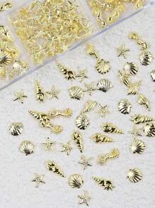 Set di accessori per unghie in stile kawaii, con 6 griglie/scatola, accessori in metallo con borchie, conchiglie, fenicotteri, stelle marine, per unghie in stile oceanico, decorazioni per unghie in stile premium metallico Y2K, set di forniture per unghie fai da te, gemme per unghie, kit per unghie, accessori per salone di unghie, strumenti essenziali per tecnici di unghie