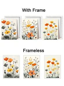 Set Of 3 Whimsical Poster, Soft Palette Wall Arts, Botanical Art Prints, Vibrant Flowers Canvas Print Wall Arts, Abstract Petals Canvas Modern Artwork, Nature Inspired Wall Arts, Wall Art, Room Aesthetic, Posters, Ideal Gift, Optional Framed ,Wall Art With Frame - 3Pcs/Set - View 5