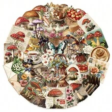 50张透明贴纸，复古蘑菇贴纸，蘑菇装饰贴纸，植物贴纸，卡通贴纸，防水乙烯基贴纸，适用于笔记本电脑、滑板、水瓶、笔记本、学习用品等，返校季必备 - 彩色 - 查看 3