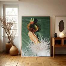 1 pièce Peinture murale sur canevas d'impression vintage de cocktail, décoration murale de maison, décor mural de salle, arts muraux en option avec cadre
