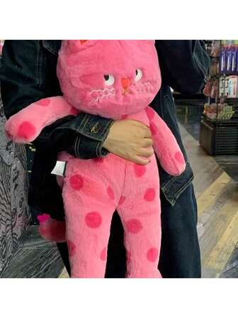 粉色和黑色波点大号可爱猫咪毛绒玩具，情人节礼物，新年礼物，可爱猫咪玩偶抱枕，场景装饰，节日装饰，房间装饰，家居装饰，办公室装饰。毕业季礼物。复活节礼物。情人节礼物。万圣节礼物。装饰品。