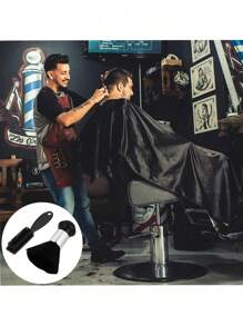 2PCS Black Barber Hair Brush Set – Premium Men's Shaving Soft Brush & Makeup Cleaning Salon Tool With Black ABS Handle – Nylon Bristles For Smooth Hair Styling And Shaping