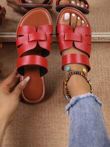 Women's Minimalist Solid Color Casual Hollow Out Open Toe Beach Holiday Party Outdoor Sandals, Summer