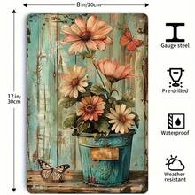 1PC Rustic Tin Sign, Floral Illustration, Motivational Quote, Perfect For Living Room, Bedroom, Or Office, -Friendly, Durable Metal, Inspirational Wall Art, Vintage Style, High-Quality Material, Rustic Home Dr, 8x12 Inches / 20x30 Cm - 彩色 - 查看 3