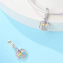 1 peça de pingente de prata esterlina 925 com pingente de árvore da paz em formato de coração e anjo, formato de diamante colorido, faça você mesmo, joias para combinar com roupas do dia a dia, decoração para meninas/mulheres, dia dos namorados