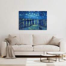 Framed Van Gogh Canvas Wall Art: Starry Night Over The Rhône Oil Painting Picture Reproduction Room Decor, Famous Art Prints Valentine's Day Gift,Framed Poster - Framed - View 5