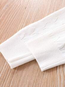 Cardigã Feminino Aberto na Frente, Casual, Senhora, Decote em V, Top Branco Vazado, Blusas de Malha de Manga Longa para Meninas Maiores, Novo Modelo de Verão Leve e com Proteção Solar, Casaco Solto de Cor Sólida para Primavera e Outono