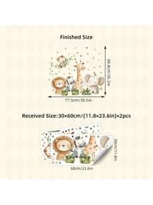 2 Stücke niedliche Boho Tier Wandaufkleber, süßes Elefant Giraffe Blatt Design - PVC abnehmbare Aufkleber für Schlafzimmer, Wohnzimmer & Badezimmer Wanddekoration & Heim Ästhetik