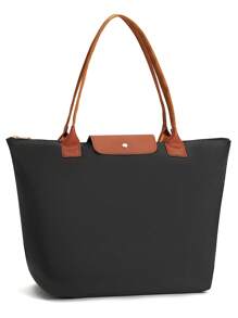 NEWHEY Bolso de hombro para mujer, bolso de mano con asa superior de nailon, bolso de fin de semana plegable estilo hobo