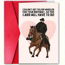 1 张独特的生日贺卡，带有卡通牛仔骑马图案 - “无法为您购买 Wheeler 作为您的生日礼物，所以只能用这张卡了” - 信封，详细插图，非常适合生日、父亲节、毕业典礼、初次圣餐、感恩节、节日卡片 | 俏皮设计 | 详细插图学校用品，返校 - 彩色 - 查看 9