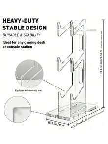 1 件亚克力三层游戏控制器收纳架、耳机支架、透明展示架、耳机展示架 - 彩色 - 查看 3