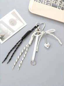 1PC Angora Red Pearl Bow Rope Bag Charm, Keychain Accessories Car Pendant Can Be Used For Bag Pendant Pendant. Gifts Valentine'S Day Stylish For Teen Girls Women College Students Teacher White-Collar Workers Rookies & White-Collar Workers Gift Accessories Decor Present Car Accessories Women Key Chain Charms Back To School Supplies Gifts For Teachers