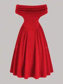 Women's Elegant Party/Date/Wedding Formal Banquet Ruffle Off-Shoulder Maxi Dress, Solid Color, Summer