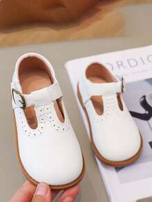 1 Pair Kids Casual Princess Leather Shoes, Breathable Soft Bottom Non-Slip Versatile Children Infant Baby Walking Shoes With Hook And Loop, Suitable For Spring, Summer, Autumn - White - View 7