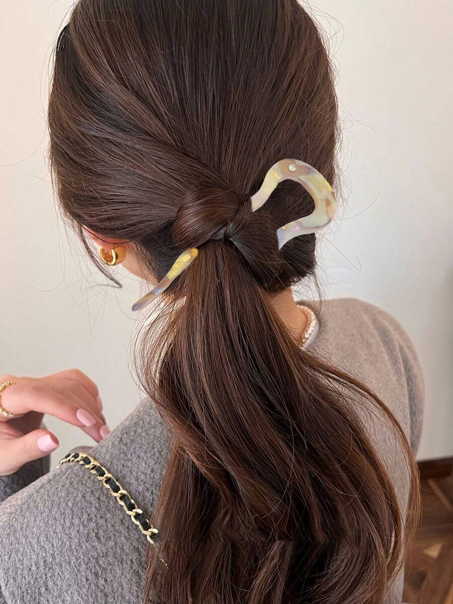 1pc Women Ombre U-Shaped Hair Clip, Suitable For Everyday Use - Multicolor - View 1