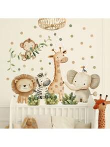 2 Stücke niedliche Boho Tier Wandaufkleber, süßes Elefant Giraffe Blatt Design - PVC abnehmbare Aufkleber für Schlafzimmer, Wohnzimmer & Badezimmer Wanddekoration & Heim Ästhetik