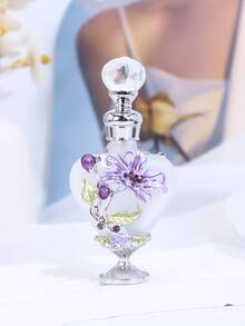 Enamel Peach Heart Bottle 10ml Beautiful Vintage Orchid Pattern Decorative Perfume Bottle, Refillable Perfume Container Bottle, Holiday Travel Perfume And Essential Oil Dropper Bottle, Perfect Gift For A Lady (No Perfume, Empty Bottle Only) - Multicolor - View 7