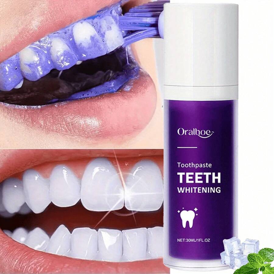 1.01oz Mint Purple Toothpaste With Glycerin, Vitamin C, Whiten Teeth, Suitable For All, Deep Cleaning, Fresh Mint Scent, Gum Health Protection, Sparkling Smile, Mother'S Day Gift