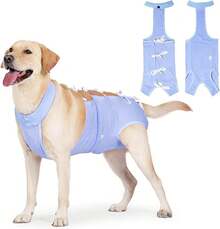 Traje de Recuperación para Perros - Transpirable, Elástico, Prevención de Lamidas y Arañazos, S-XL (Rosa, S) - Azul - Ver 10